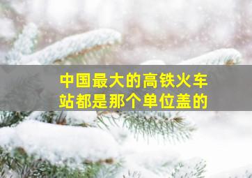 中国最大的高铁火车站都是那个单位盖的