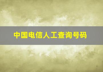 中国电信人工查询号码