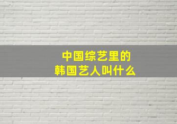 中国综艺里的韩国艺人叫什么