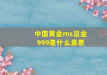 中国黄金ms足金999是什么意思