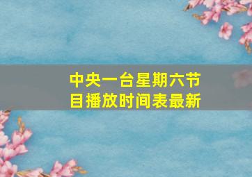 中央一台星期六节目播放时间表最新