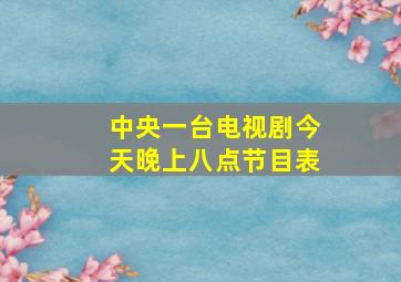 中央一台电视剧今天晚上八点节目表