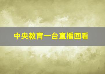 中央教育一台直播回看