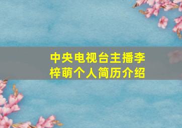 中央电视台主播李梓萌个人简历介绍