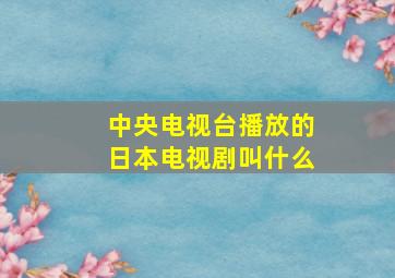 中央电视台播放的日本电视剧叫什么