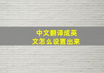 中文翻译成英文怎么设置出来