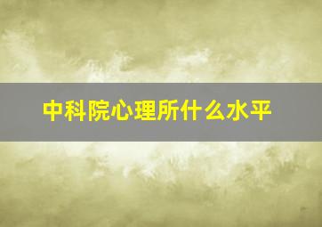 中科院心理所什么水平