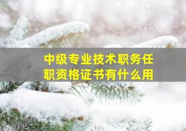 中级专业技术职务任职资格证书有什么用