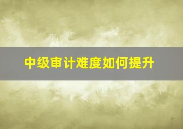 中级审计难度如何提升