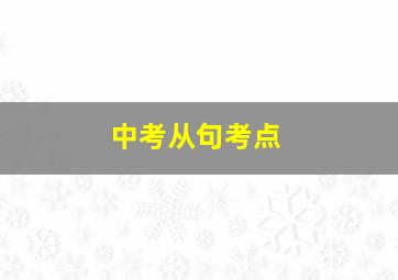 中考从句考点