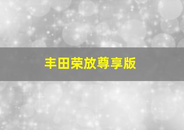 丰田荣放尊享版