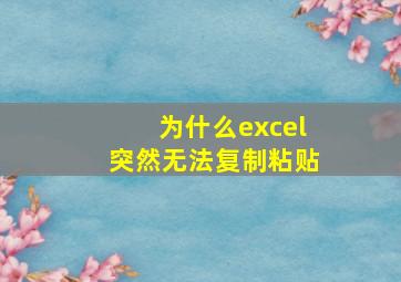 为什么excel突然无法复制粘贴