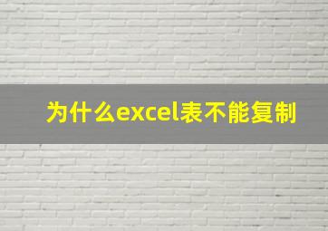 为什么excel表不能复制