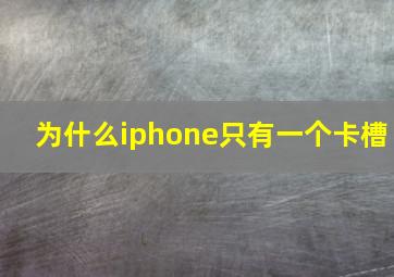 为什么iphone只有一个卡槽