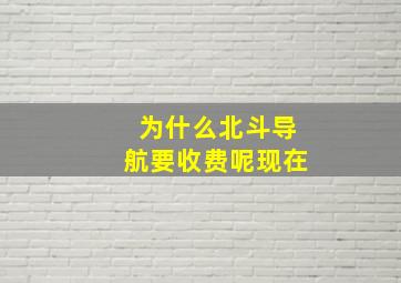 为什么北斗导航要收费呢现在