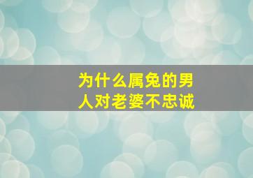 为什么属兔的男人对老婆不忠诚