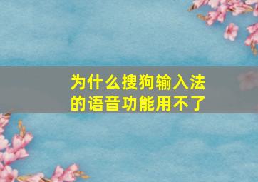 为什么搜狗输入法的语音功能用不了