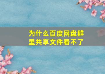 为什么百度网盘群里共享文件看不了