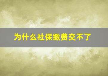 为什么社保缴费交不了