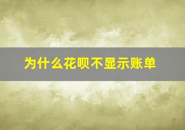 为什么花呗不显示账单