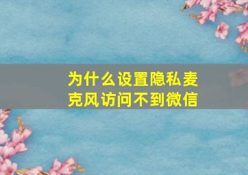 为什么设置隐私麦克风访问不到微信