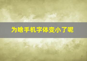 为啥手机字体变小了呢