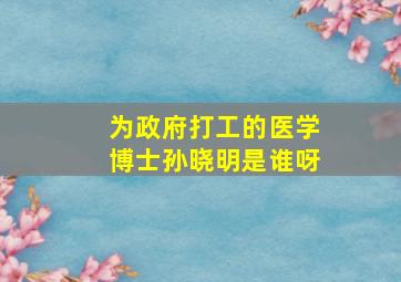 为政府打工的医学博士孙晓明是谁呀