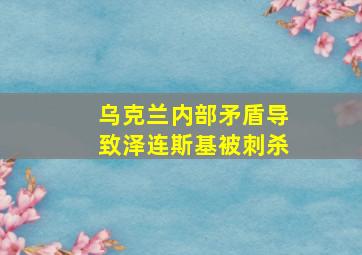 乌克兰内部矛盾导致泽连斯基被刺杀