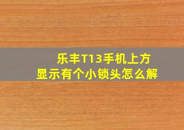 乐丰T13手机上方显示有个小锁头怎么解