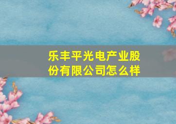 乐丰平光电产业股份有限公司怎么样