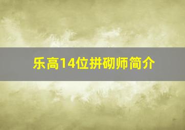 乐高14位拼砌师简介