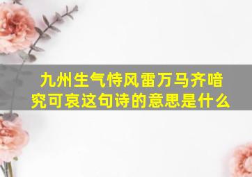 九州生气恃风雷万马齐喑究可哀这句诗的意思是什么