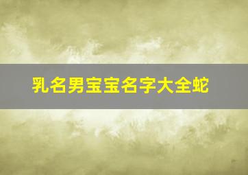 乳名男宝宝名字大全蛇