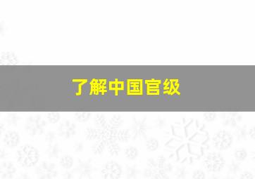 了解中国官级