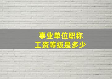 事业单位职称工资等级是多少