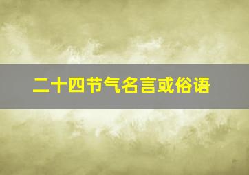 二十四节气名言或俗语