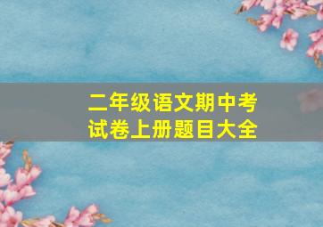 二年级语文期中考试卷上册题目大全