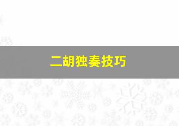 二胡独奏技巧