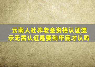 云南人社养老金资格认证湿示无需认证是要到年底才认吗