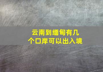 云南到缅甸有几个口岸可以出入境