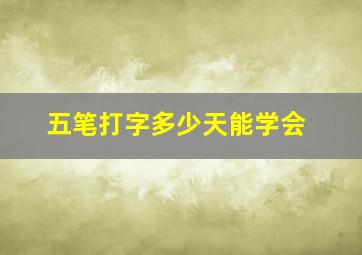 五笔打字多少天能学会