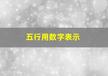 五行用数字表示