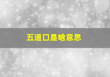 五道口是啥意思