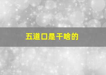 五道口是干啥的