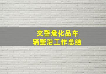 交警危化品车辆整治工作总结