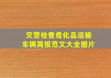 交警检查危化品运输车辆简报范文大全图片