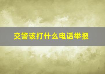 交警该打什么电话举报