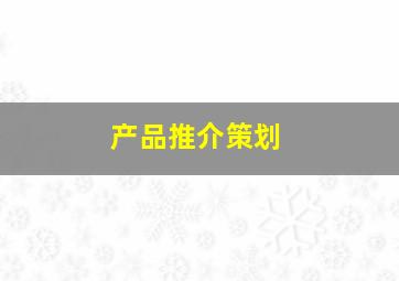 产品推介策划