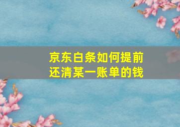 京东白条如何提前还清某一账单的钱