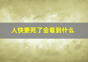 人快要死了会看到什么